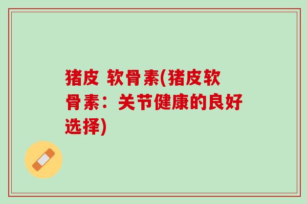 猪皮 软骨素(猪皮软骨素：关节健康的良好选择)