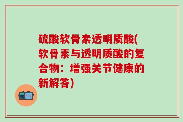 硫酸软骨素透明质酸(软骨素与透明质酸的复合物：增强关节健康的新解答)