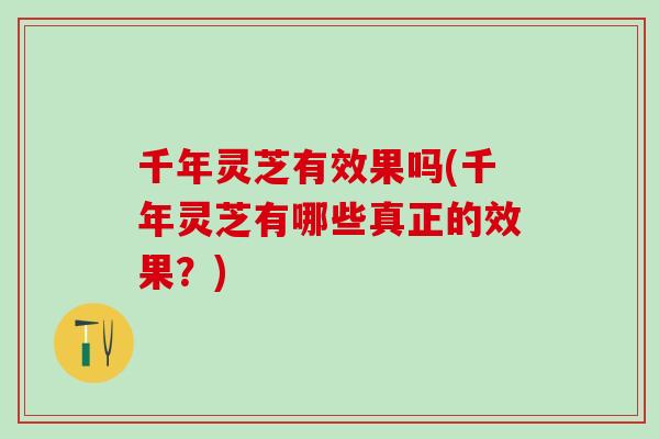 千年灵芝有效果吗(千年灵芝有哪些真正的效果？)