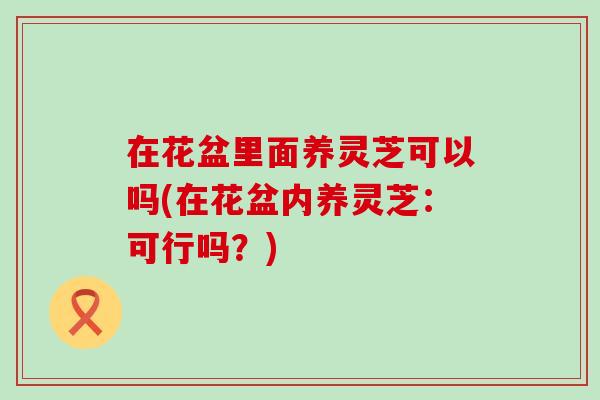在花盆里面养灵芝可以吗(在花盆内养灵芝：可行吗？)
