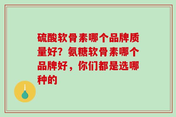 硫酸软骨素哪个品牌质量好？氨糖软骨素哪个品牌好，你们都是选哪种的