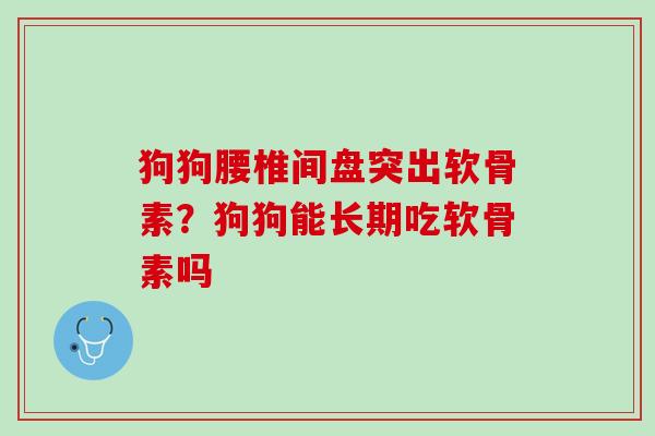 狗狗腰椎间盘突出软骨素？狗狗能长期吃软骨素吗