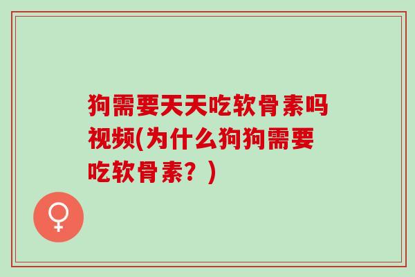 狗需要天天吃软骨素吗视频(为什么狗狗需要吃软骨素？)