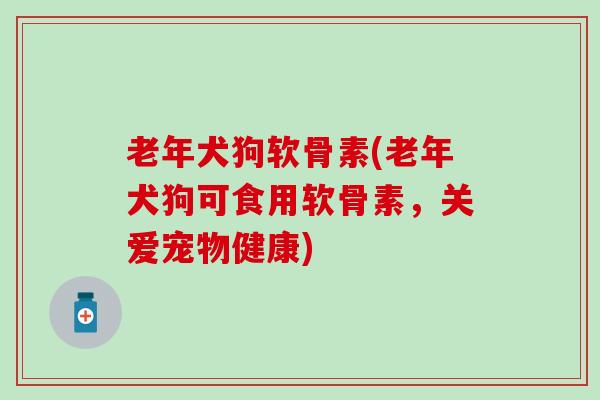 老年犬狗软骨素(老年犬狗可食用软骨素，关爱宠物健康)