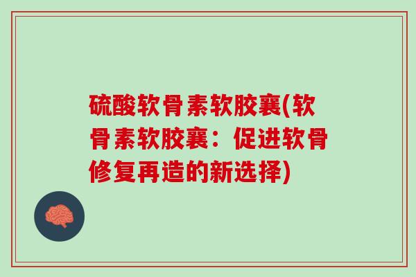硫酸软骨素软胶襄(软骨素软胶襄：促进软骨修复再造的新选择)