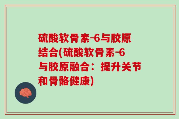硫酸软骨素-6与胶原结合(硫酸软骨素-6与胶原融合：提升关节和骨骼健康)