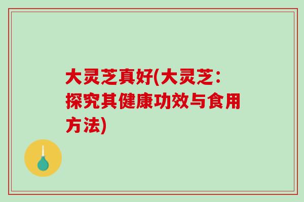 大灵芝真好(大灵芝：探究其健康功效与食用方法)