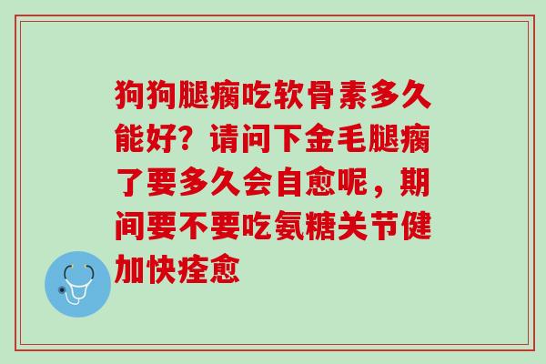 狗狗腿瘸吃软骨素多久能好？请问下金毛腿瘸了要多久会自愈呢，期间要不要吃氨糖关节健加快痊愈
