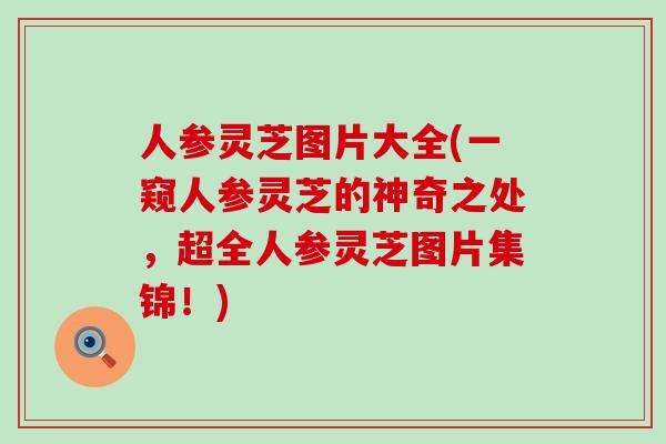 人参灵芝图片大全(一窥人参灵芝的神奇之处，超全人参灵芝图片集锦！)