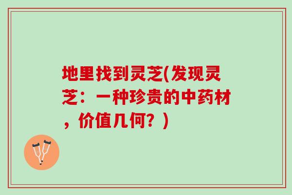 地里找到灵芝(发现灵芝：一种珍贵的中药材，价值几何？)