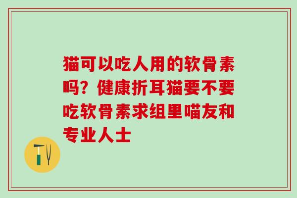 猫可以吃人用的软骨素吗？健康折耳猫要不要吃软骨素求组里喵友和专业人士