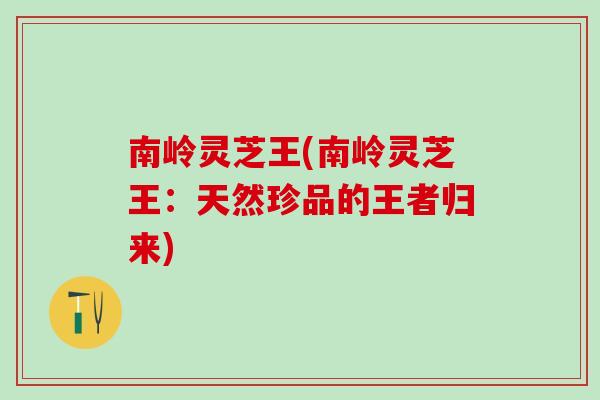 南岭灵芝王(南岭灵芝王：天然珍品的王者归来)