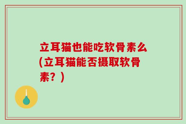 立耳猫也能吃软骨素么(立耳猫能否摄取软骨素？)