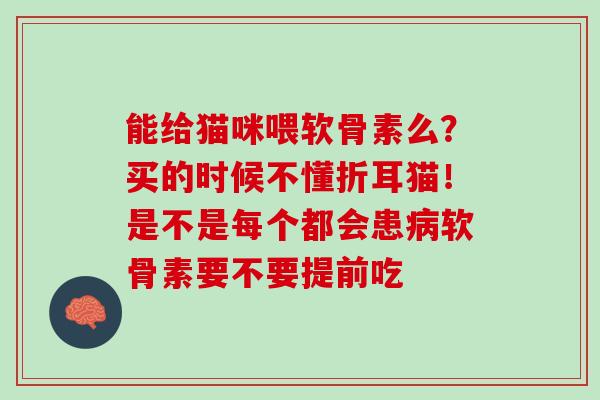 能给猫咪喂软骨素么？买的时候不懂折耳猫！是不是每个都会患病软骨素要不要提前吃