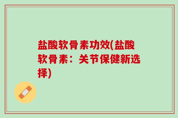 盐酸软骨素功效(盐酸软骨素：关节保健新选择)