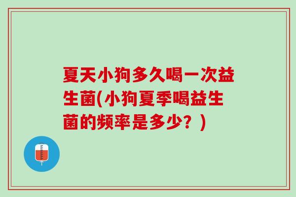 夏天小狗多久喝一次益生菌(小狗夏季喝益生菌的频率是多少？)