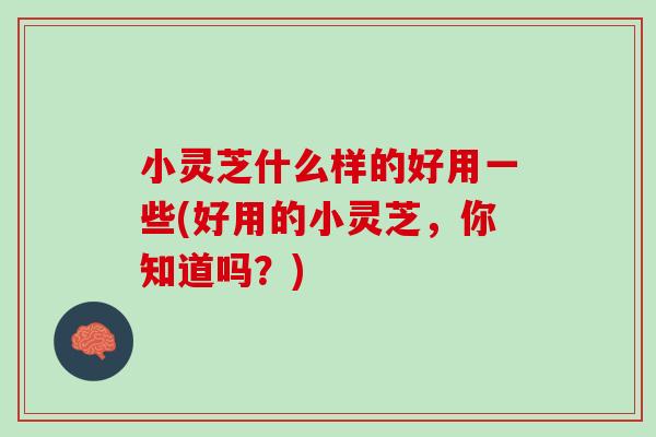 小灵芝什么样的好用一些(好用的小灵芝，你知道吗？)