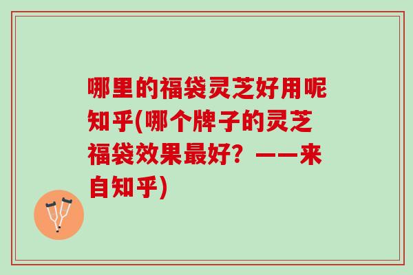 哪里的福袋灵芝好用呢知乎(哪个牌子的灵芝福袋效果最好？——来自知乎)