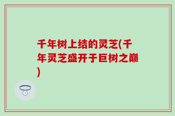 千年树上结的灵芝(千年灵芝盛开于巨树之巅)