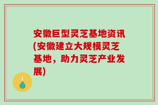 安徽巨型灵芝基地资讯(安徽建立大规模灵芝基地,助力灵芝产业发展) 安徽巨型灵芝基地资讯(安徽建立大规模灵芝基地,助力灵芝产业发展)