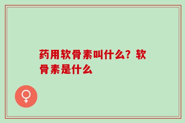 药用软骨素叫什么？软骨素是什么