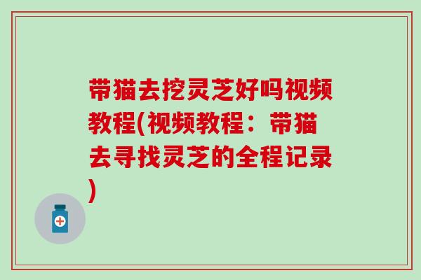 带猫去挖灵芝好吗视频教程(视频教程：带猫去寻找灵芝的全程记录)