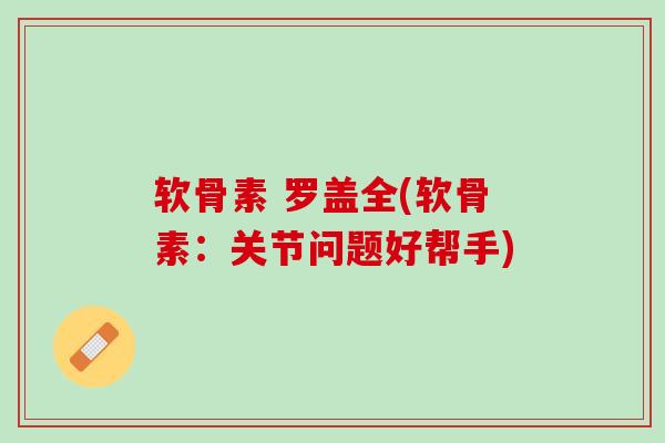 软骨素 罗盖全(软骨素：关节问题好帮手)