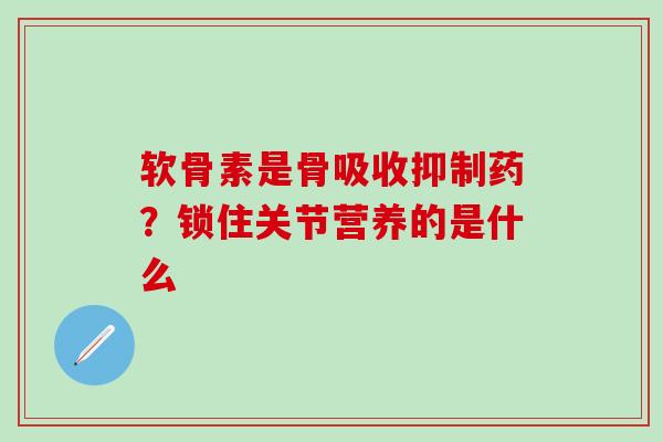 软骨素是骨吸收抑制药？锁住关节营养的是什么