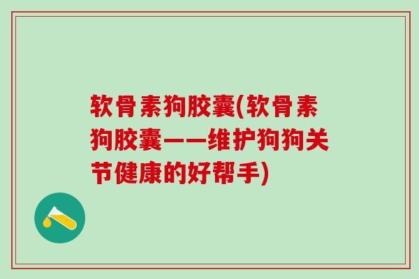 软骨素狗胶囊(软骨素狗胶囊——维护狗狗关节健康的好帮手)