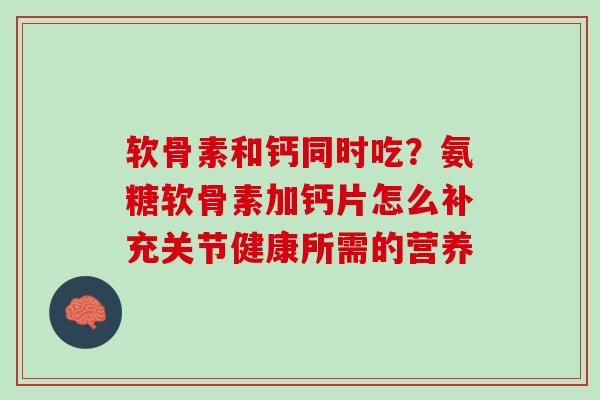 软骨素和钙同时吃？氨糖软骨素加钙片怎么补充关节健康所需的营养