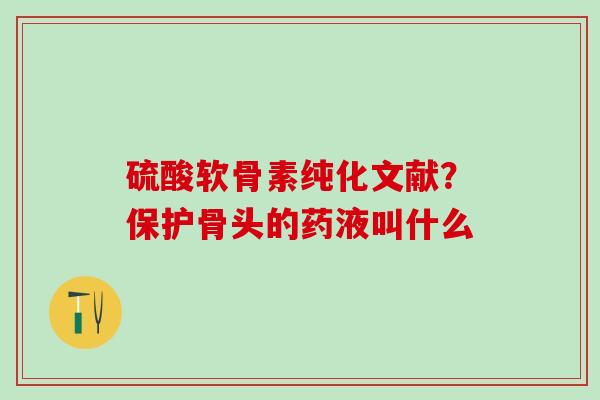 硫酸软骨素纯化文献？保护骨头的药液叫什么