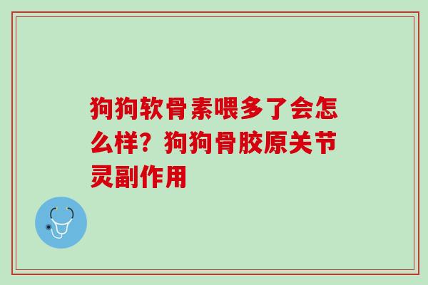 狗狗软骨素喂多了会怎么样？狗狗骨胶原关节灵副作用