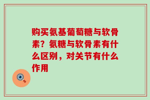 购买氨基葡萄糖与软骨素？氨糖与软骨素有什么区别，对关节有什么作用