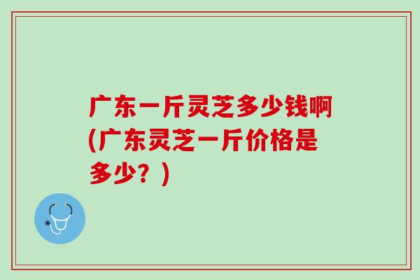 广东一斤灵芝多少钱啊(广东灵芝一斤价格是多少？)