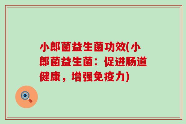 小郎菌益生菌功效(小郎菌益生菌：促进肠道健康，增强免疫力)
