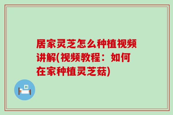 居家灵芝怎么种植视频讲解(视频教程:如何在家种植灵芝菇) 居家灵芝怎么种植视频讲解(视频教程:如何在家种植灵芝菇)