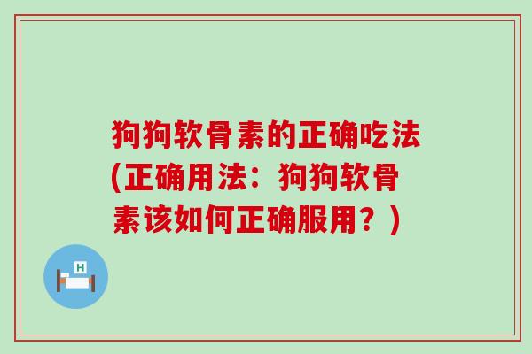 狗狗软骨素的正确吃法(正确用法：狗狗软骨素该如何正确服用？)