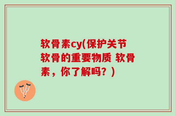 软骨素cy(保护关节软骨的重要物质 软骨素，你了解吗？)