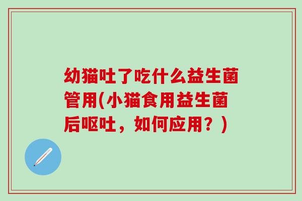 幼猫吐了吃什么益生菌管用(小猫食用益生菌后呕吐，如何应用？)
