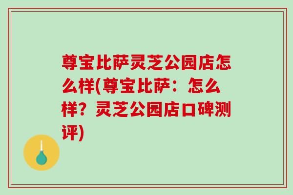 尊宝比萨灵芝公园店怎么样(尊宝比萨：怎么样？灵芝公园店口碑测评)