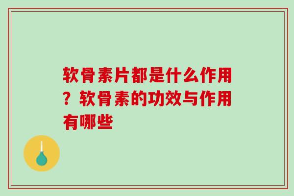 软骨素片都是什么作用？软骨素的功效与作用有哪些
