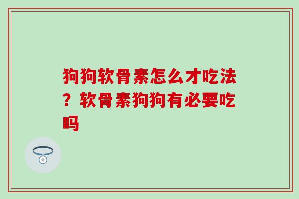 狗狗软骨素怎么才吃法？软骨素狗狗有必要吃吗