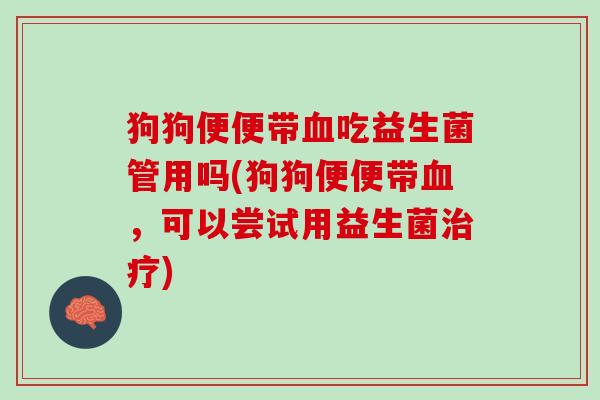 狗狗便便带血吃益生菌管用吗(狗狗便便带血，可以尝试用益生菌治疗)
