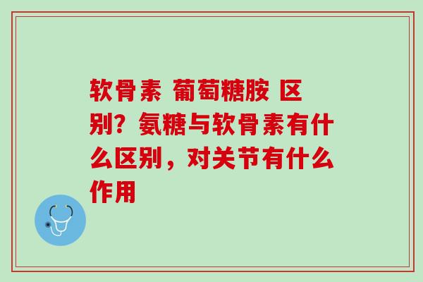 软骨素 葡萄糖胺 区别？氨糖与软骨素有什么区别，对关节有什么作用