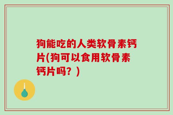 狗能吃的人类软骨素钙片(狗可以食用软骨素钙片吗？)