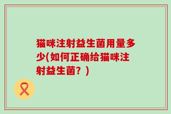 猫咪注射益生菌用量多少(如何正确给猫咪注射益生菌？)