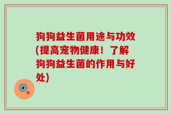 狗狗益生菌用途与功效(提高宠物健康！了解狗狗益生菌的作用与好处)