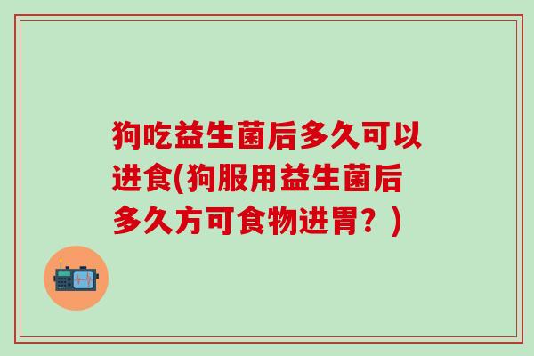 狗吃益生菌后多久可以进食(狗服用益生菌后多久方可食物进胃？)