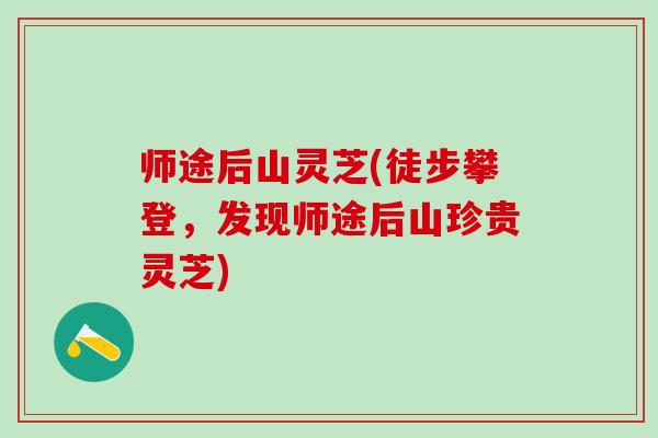 师途后山灵芝(徒步攀登，发现师途后山珍贵灵芝)