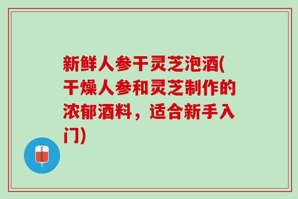 新鲜人参干灵芝泡酒(干燥人参和灵芝制作的浓郁酒料，适合新手入门)